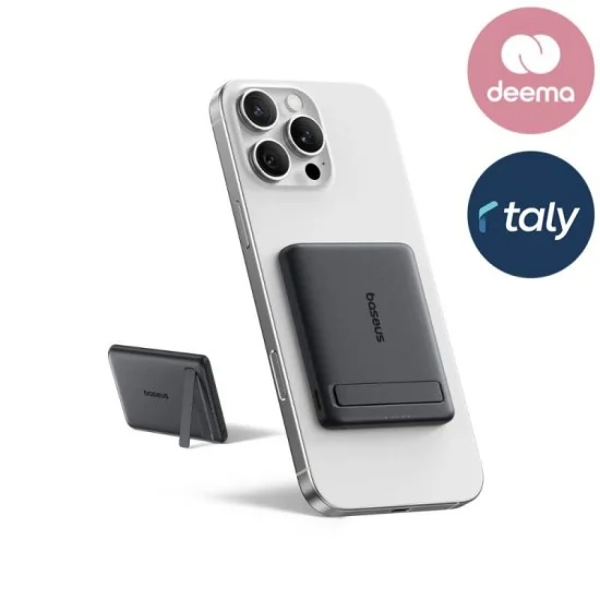 Baseus PicoGo AM31 Qi2 Ultra-Mini Magnetic  Power Bank with Kickstand 5000mAh 20W - Cosmic Black